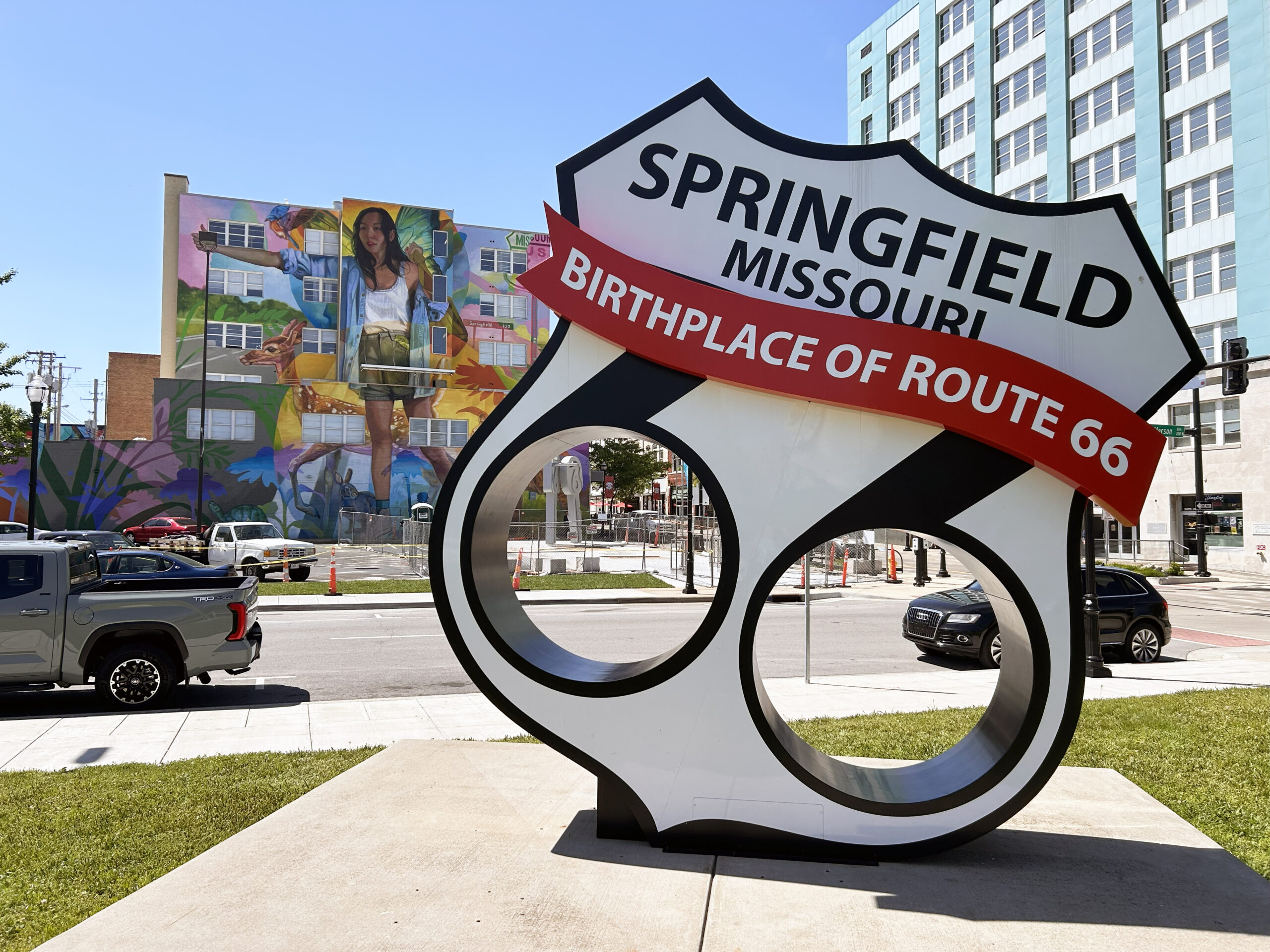 a large sign that reads Springfield Missouri Birthplace of Route 66